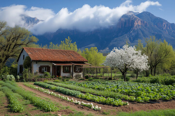 Obraz premium green vegetable garden with many vegetables