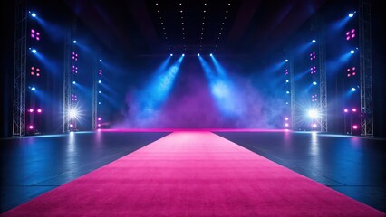 Stage with Blue and Pink Lighting at Concert