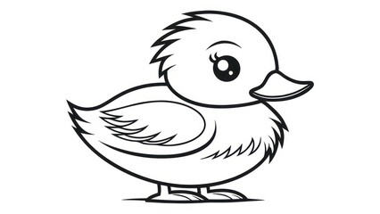Obraz premium Cute Cartoon Duck Line Art with Simple Design Line Art for Coloring Pages