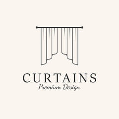 curtain line art logo vector design illustration.