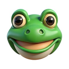 3D Mascot Head Character of a Frog on White Background