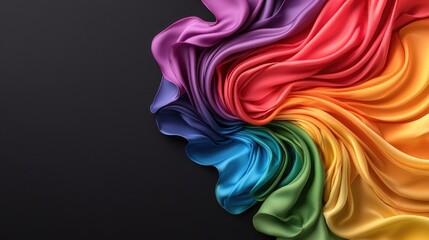 Colorful fabric drapes on dark background. Possible use Fabric textures