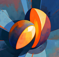 Abstract illustration with a focus on light and shadow, creating a sense of volume and dimension.
