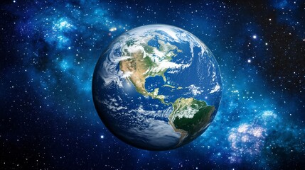 Cinematic shot of planet earth globe clouds and space background.