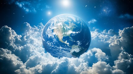 Obraz premium Cinematic shot of planet earth globe clouds and space background.