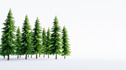 Pixelated Evergreen Trees Against White Background