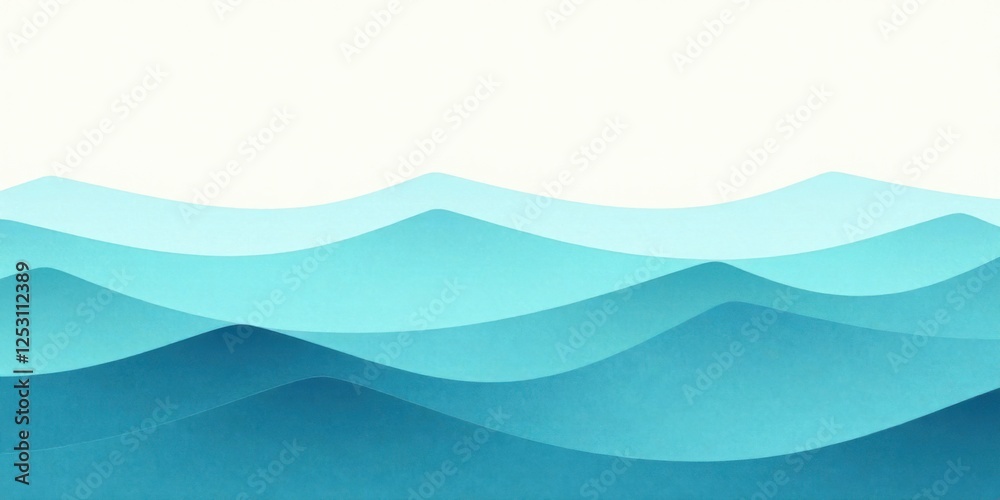 Aufkleber Serene Abstract Ocean Wave Layers A calming visual of layered paper waves in shades of blue, ideal for peaceful and tranquil designs.
