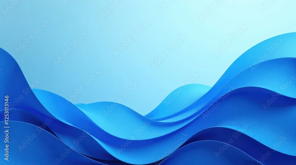 Aufkleber serene blue undulations an abstract design of flowing curves and gentle waves