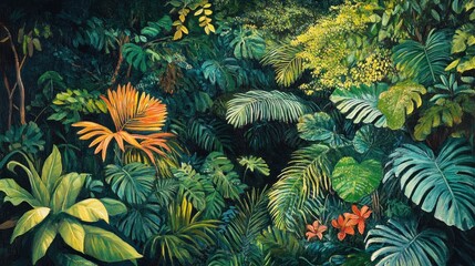 Lush Tropical Rainforest Painting: A Vibrant Green Oasis