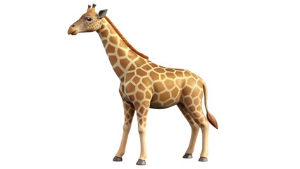 Fototapeta premium Giraffe Standing on White Background