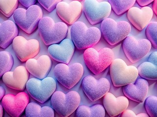 Fototapeta premium Pastel Pink and Purple Heart Pattern Background, Romantic Love Texture, Valentine's Day Design