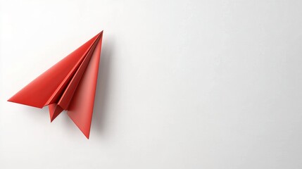 Fototapeta premium Red Origami Airplane on White Background