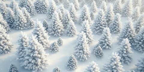 A serene winter scene with snow-covered pine trees in a forest setting, possibly at a ski resort.