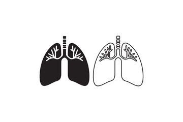 Lungs icon vector silhouette isolated in white background