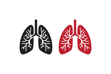 Lungs icon vector silhouette isolated in white background