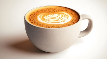 A modern coffee cup with a refined matte finish and subtle texture, holding a deep, aromatic coffee crowned with a delicate layer of foam.