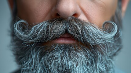 Set of Gray hair moustache