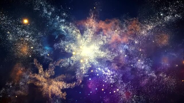 Explore the magnificent beauty of swirling galaxies in a cosmic dance through vibrant colors and breathtaking formations. Generative AI