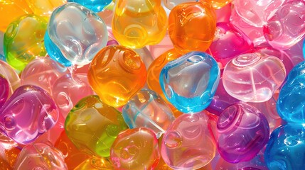 Many bright and colorful water balloons