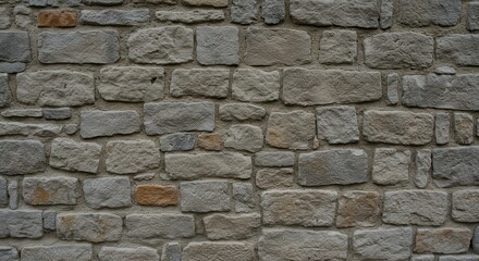 Fototapeta premium Textured stone wall with varying shades and sizes of stones, suitable for architectural backgrounds