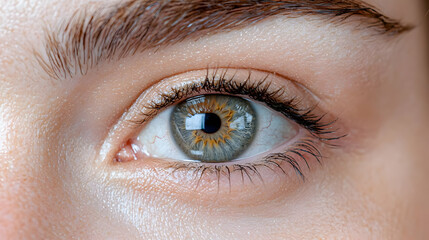 Obraz premium Close-up eye, hazel iris, woman, beauty, skincare