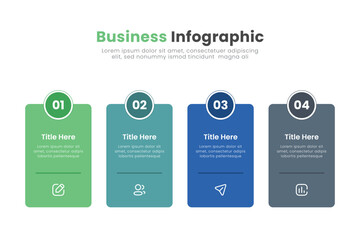 Business infographic design template with icons and 4 options. Can be used for process diagram, presentations, workflow layout, banner, flow chart.