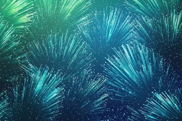 Fototapeta premium Seamless glowing fiber optic strands with vibrant blue and green gradients in a futuristic pattern
