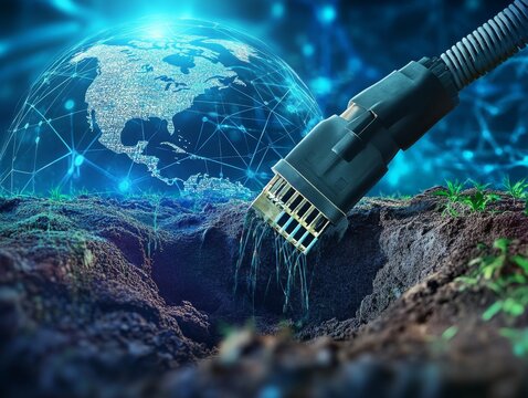 Global digital farming, robotic watering in a hole
