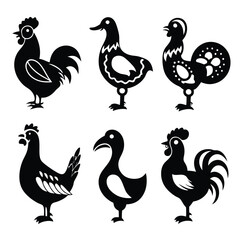 Farm Birds and Ducks Silhouette Collection