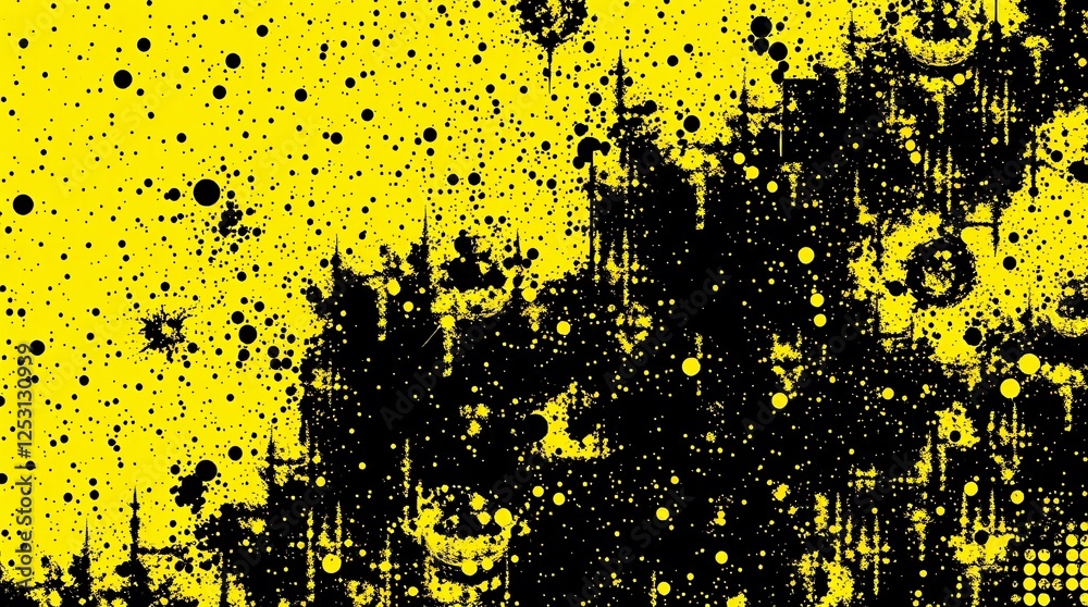Canvas Prints black and yellow halftone background with grungy dots