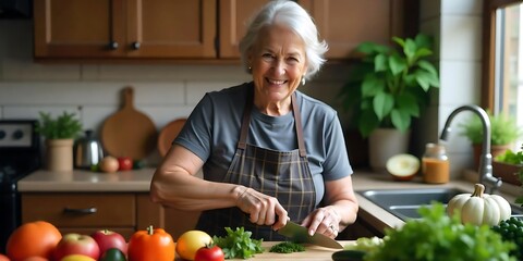 Healthy Woman Preparing Fresh Organic Fruits in a Bright Modern Kitchen. healthy, lifestyle, woman, kitchen, fruits, organic, fresh, food, nutrition, wellness, diet, cooking, natural, sustainable.
