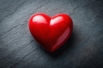 Romantic Red Heart on Dark Gray Background - Valentine's Day Stock Photo