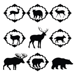 Wild Animal Icons and Silhouettes for Graphic Design