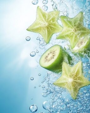 slices of star fruit floating in water