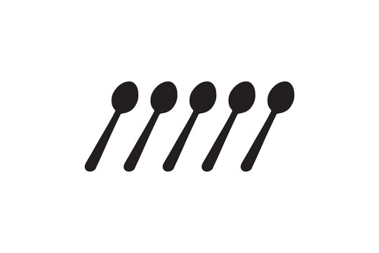 Kitchen spoon icon vector silhouette isolated in white background