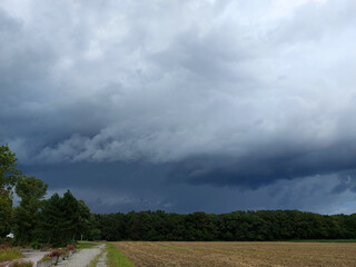 clouds before thunderstorm - gloomy sky at outskirts Maribor