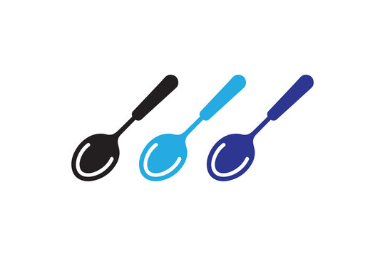 Kitchen spoon icon vector silhouette isolated in white background