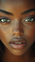 Close-Up Portrait of a Young African Woman with Striking Green Eyes