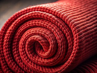 Fototapeta premium Rustic Red Knit Fabric Close-Up: Minimalist Texture Photography