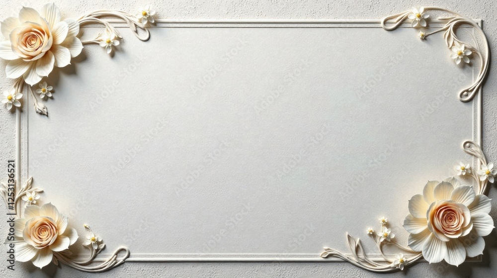Poster elegant floral frame with ornate design and blank center for text or image