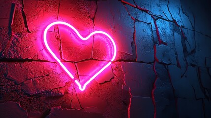 Neon heart art for urban decor, creating a vibrant and edgy look for city spaces and contemporary interiors.