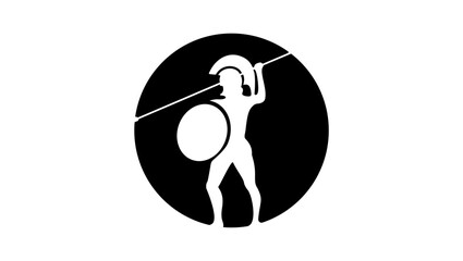 Spartan warrior symbol, black isolated silhouette