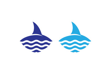 Fototapeta premium shark fin icon vector silhouette isolated in white background