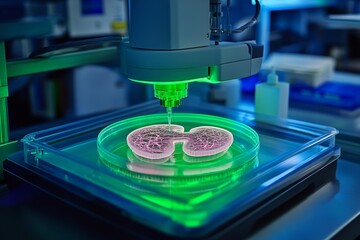 Bioprinting machine creating artificial organ in laboratory setting