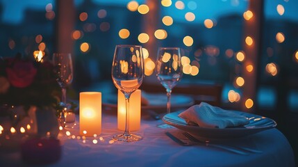 Candlelit Dinner Indoors on Rainy Night