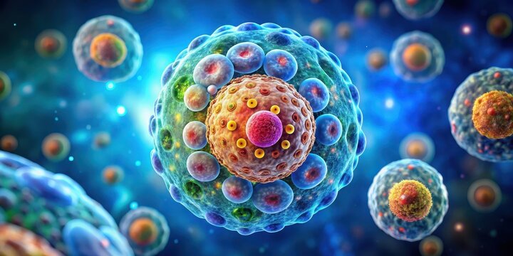 Cellular nucleus with nucleolus and nucleoplasm