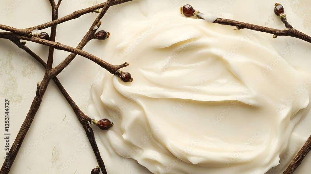 Leinwandbilder and minimalist image of delicate cream colored branches with soft wispy texture and organic abstract