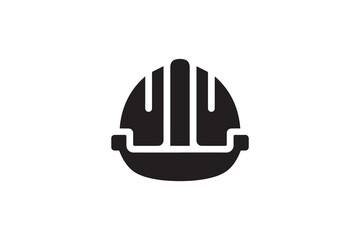 Fototapeta premium construction worker safety helmet icon vector silhouette isolated in white background