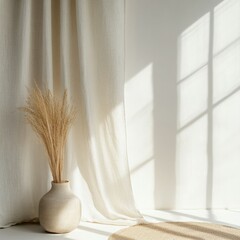 Elegant Minimalist Curtain in Light Fabric - Isolated Design