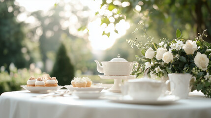 High Society Garden Tea Party with Delicate China and Pastries